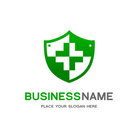 Medical shield vector template logo.のイラスト素材