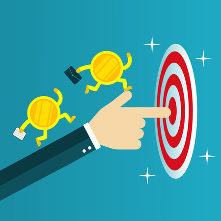Businessmanâs hand pointing to the target.のイラスト素材