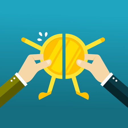 Businessmanâs hand share the coin.のイラスト素材