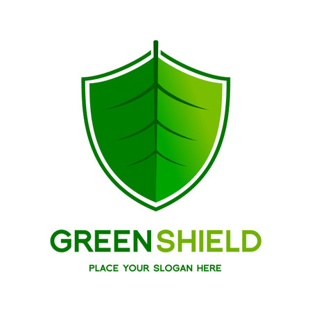 Nature or green shield vector logo template.のイラスト素材