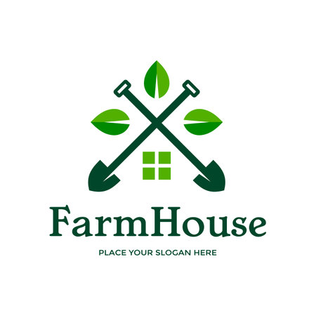 Plant care with shovel, leaf vector logo template.のイラスト素材