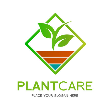 Plant care with leaf vector logo template.のイラスト素材