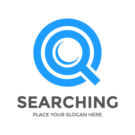 q Letter or font with magnifying glass vector logo template.のイラスト素材