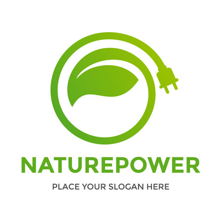 Eco Energy Vector Logo with leaf symbol.のイラスト素材