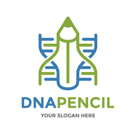 DNA Pencil vector logo template.のイラスト素材
