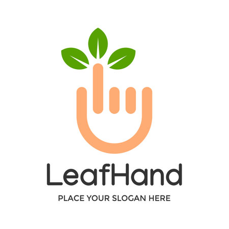 Leaf hand vector logo template.のイラスト素材