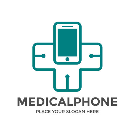 Medical phone vector logo template.のイラスト素材