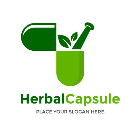 Herbal capsule vector logo template.のイラスト素材