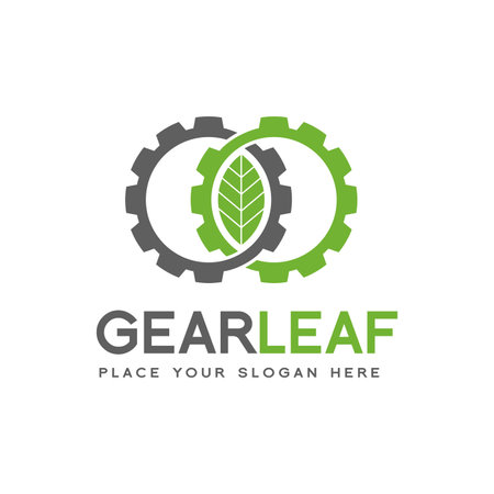 Gear Leaf Technology Vector Logo Template.のイラスト素材