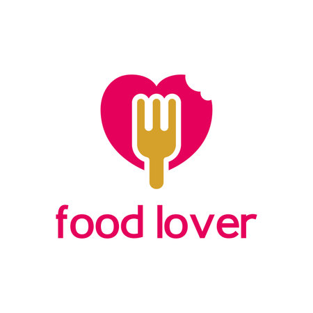 Love food with spoon or fork template vector logo.のイラスト素材