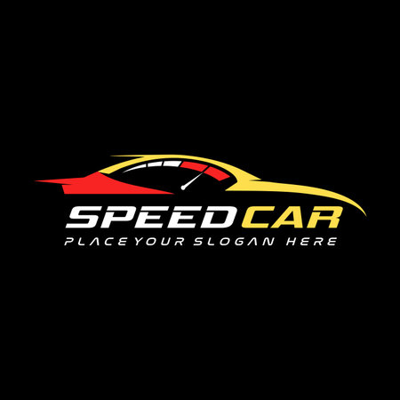 Speed car with fast and speed meter symbol.のイラスト素材