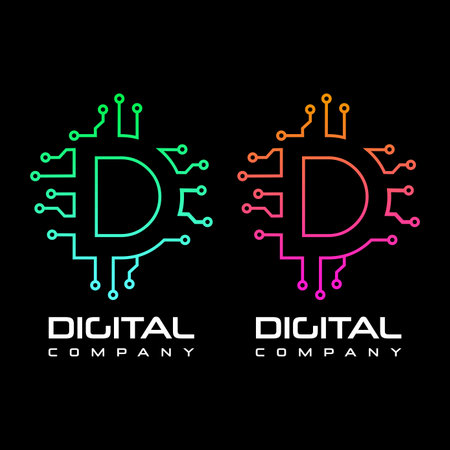 Letter D Circuit technology logo.のイラスト素材