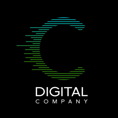 Letter C logo design vector template, fast speed technology moving, quick energy symbol.のイラスト素材