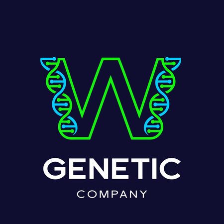 Letter W Genetic DNA vector logo template.のイラスト素材