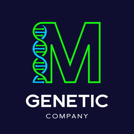 Letter M Genetic DNA vector logo template.のイラスト素材