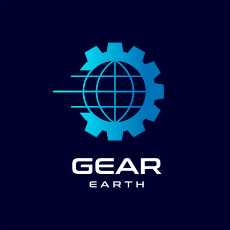 Gear world or earth with fast and speed, fast symbol vector logo template.のイラスト素材