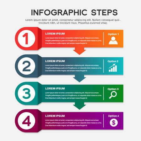 Vector 4 steps time line info graphic template with arrows.のイラスト素材