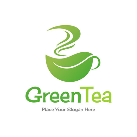 Green tea vector logo template.のイラスト素材