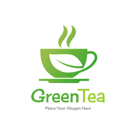 Green tea vector logo template.のイラスト素材