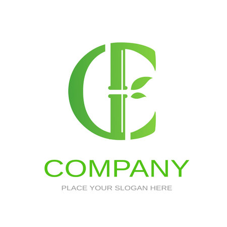 Bamboo C letter or alphabet vector logo template.のイラスト素材