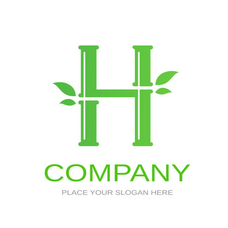 Bamboo H letter or alphabet vector logo template.のイラスト素材