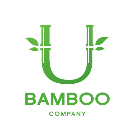 Bamboo U letter or alphabet vector logo template.のイラスト素材