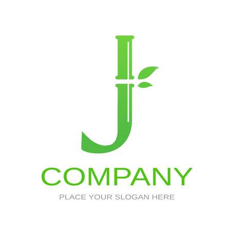 Bamboo J letter or alphabet vector logo template.のイラスト素材