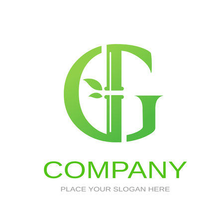 Bamboo G letter or alphabet vector logo template.のイラスト素材