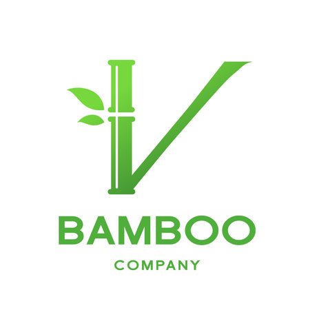 Bamboo V letter or alphabet vector logo template.のイラスト素材