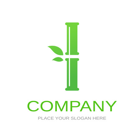 Bamboo I letter or alphabet vector logo template.のイラスト素材