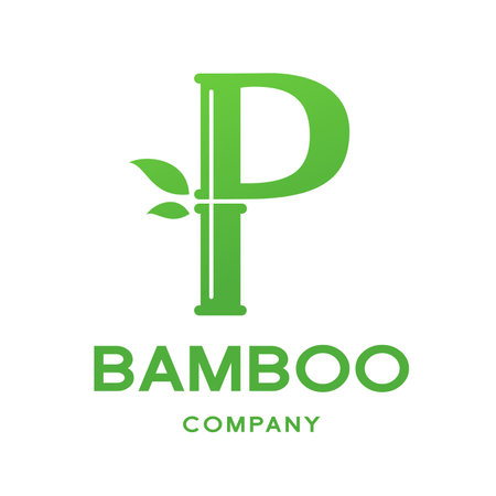 Bamboo P letter or alphabet vector logo template.のイラスト素材