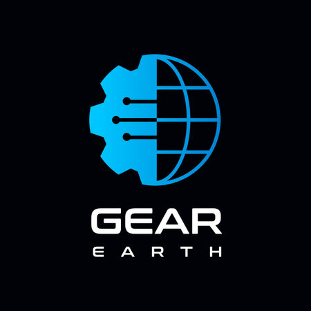 Globe or earth with gear vector logo template.のイラスト素材