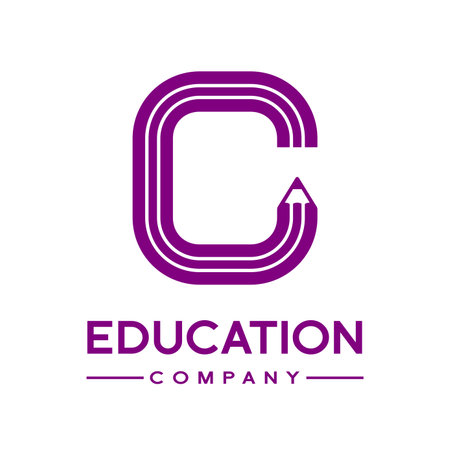 C letter formed by pencil vector logo template.のイラスト素材