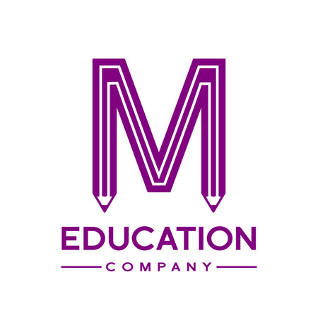 M letter formed by pencil vector logo template.のイラスト素材