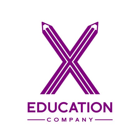 X letter formed by pencil vector logo template.のイラスト素材