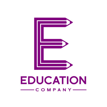 E letter formed by pencil vector logo template.のイラスト素材