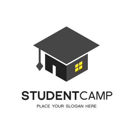 Student room, house, home or camp vector logo template.のイラスト素材