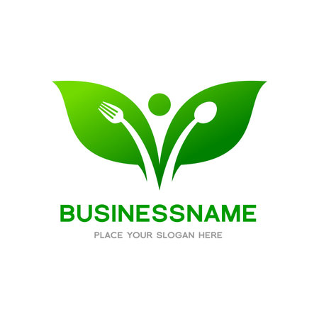 Vegetarian vector logo template.のイラスト素材