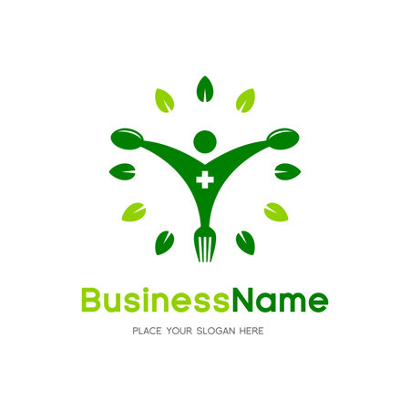 Vegetarian vector logo template.のイラスト素材