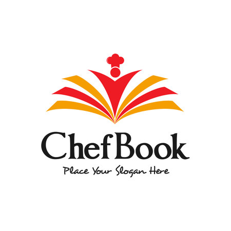 Chef book or food recipe vector logo template.のイラスト素材