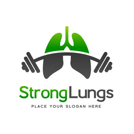 Strong Lungs or Lungs Exercise vector logo template.のイラスト素材