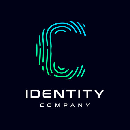 Fingerprint C letter vector template logo.のイラスト素材