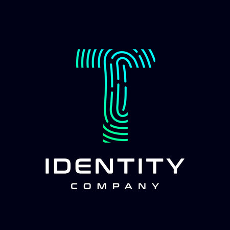 Fingerprint T letter vector template logo.のイラスト素材