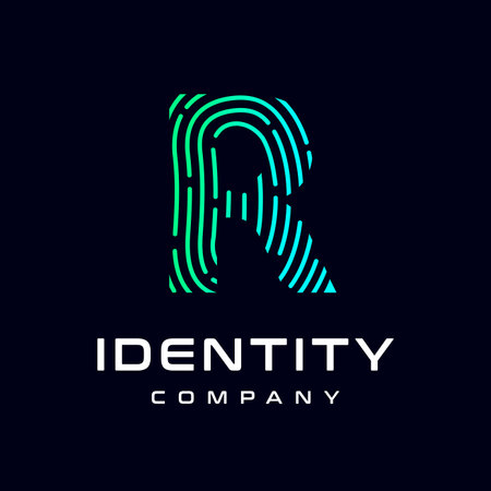 Fingerprint R letter vector template logo.のイラスト素材