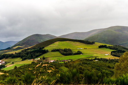 View of the hills and valleys of the Cairngorms National Park in Scotlandの写真素材