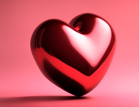 Red heart on a pink background. 3D rendering. Valentine's Day..IA generativaの素材