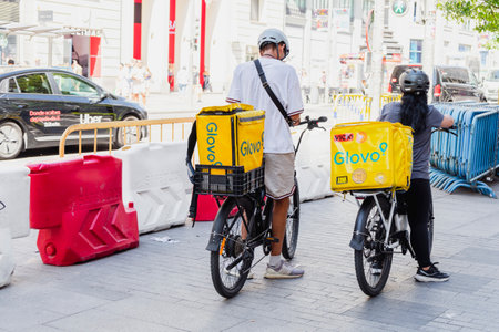 Delivery of food in Barcelona.のeditorial素材