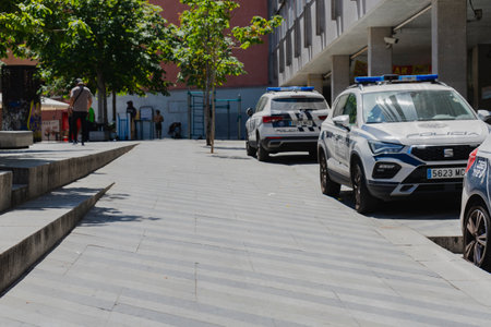 Police cars on the streets of Barcelona.のeditorial素材