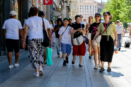 Unidentified people walking in the center of Krakowのeditorial素材