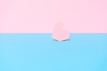 A heart of roses on a blue and pink background horizontally. Valentine's Day conceptの写真素材